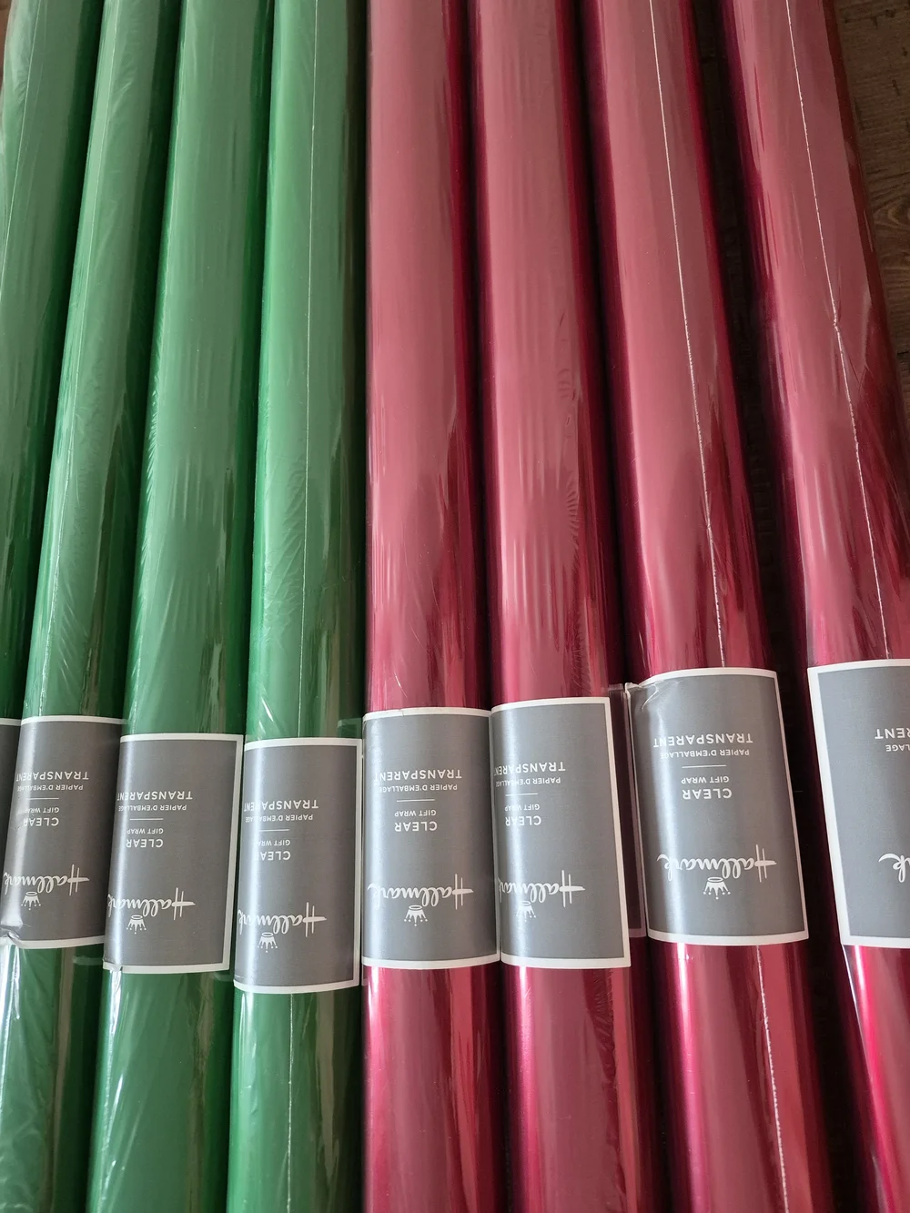 Hallmark Green and Red Clear Gift Wrap Roll Set